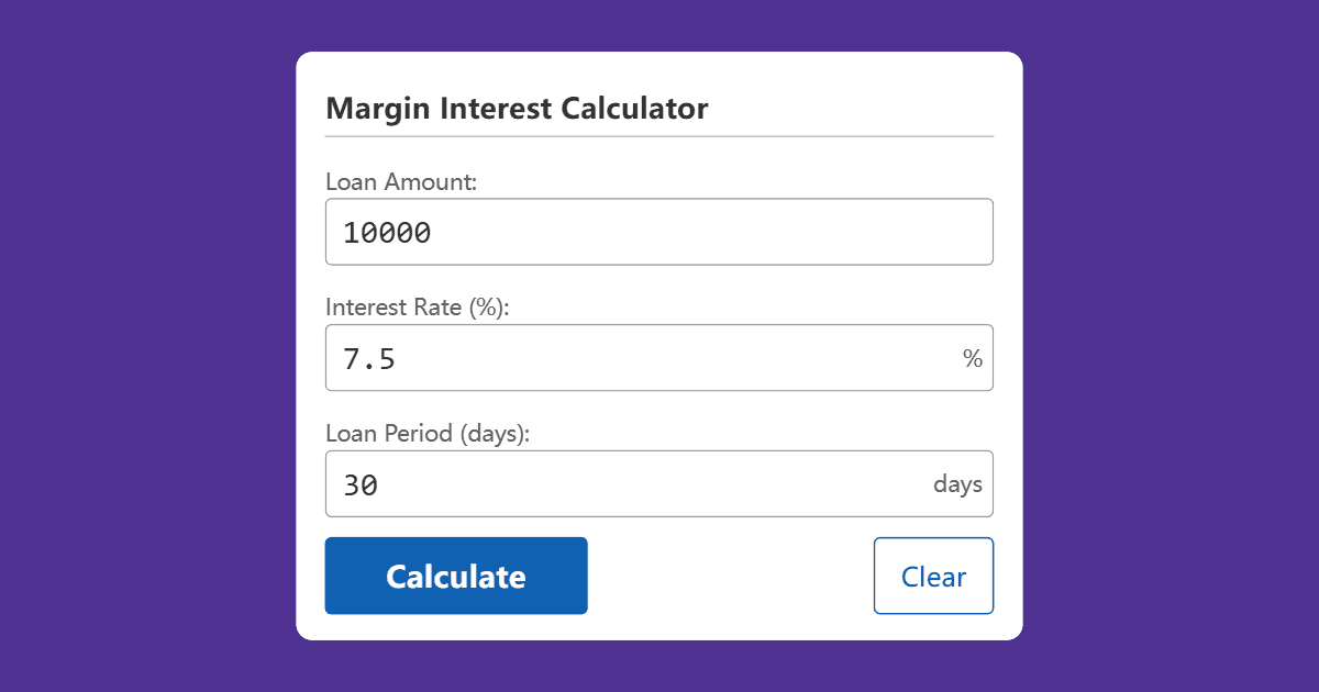 Margin Interest Calculator