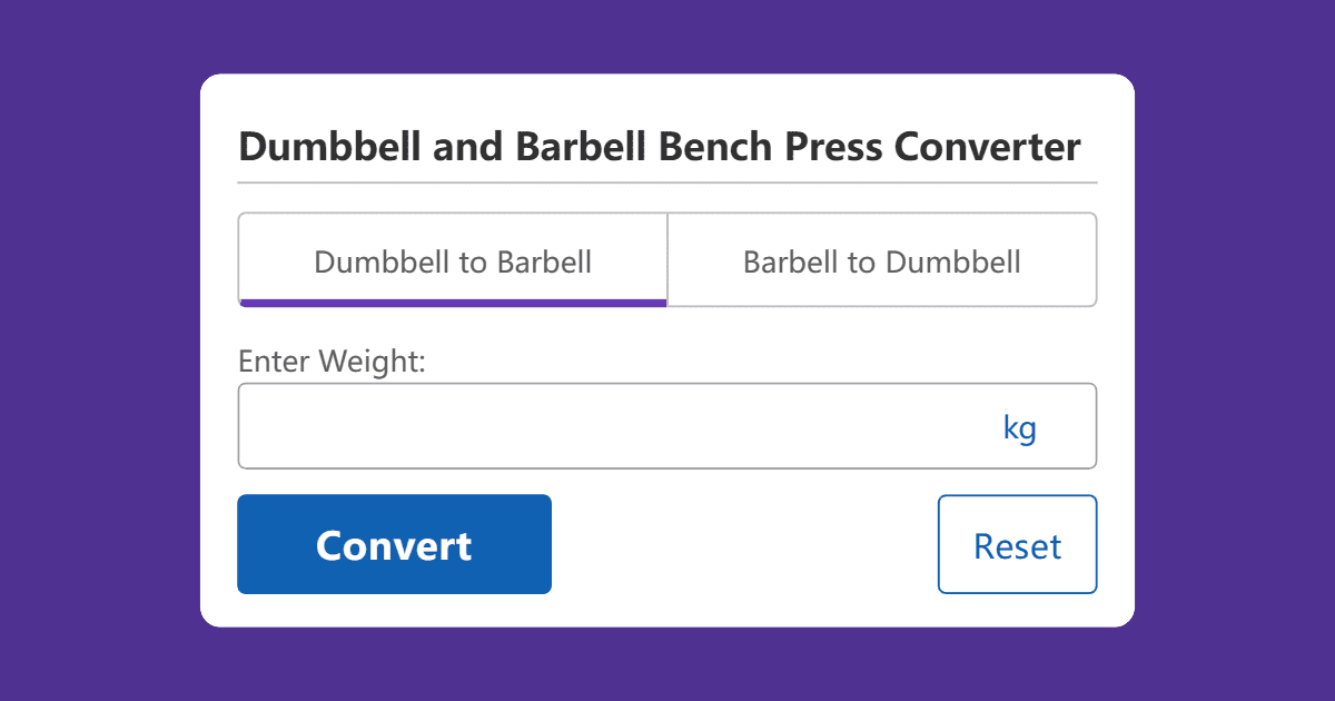 Dumbbell and Barbell Bench Press Converter